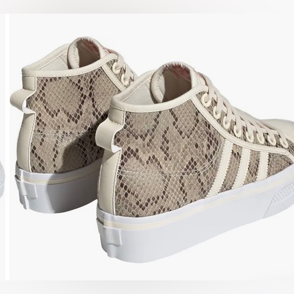 Adidas platform sneakers hi tops sneakers snake skin upper beige white sz 8 new - Picture 12 of 12